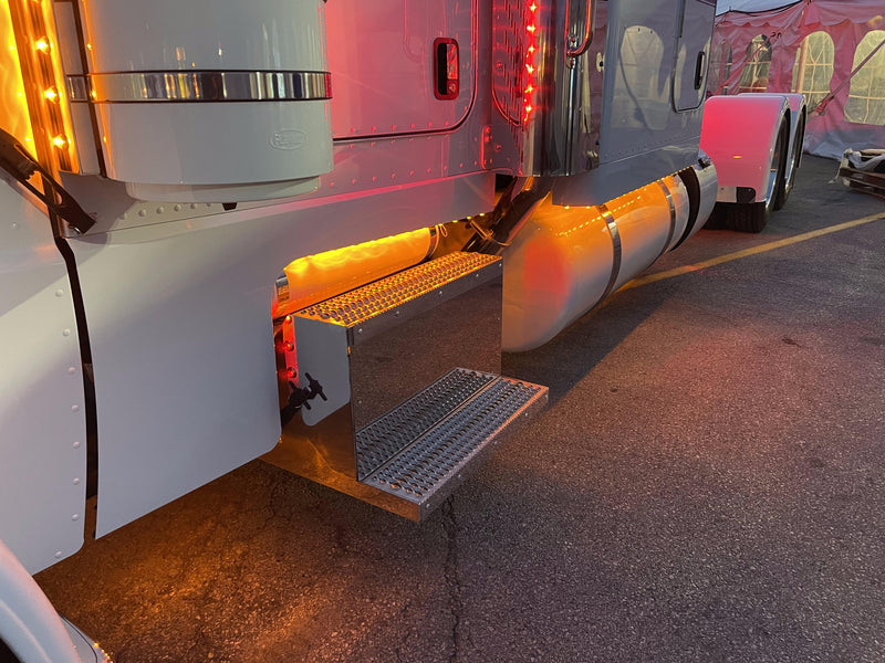 Iowa Customs Peterbilt Sleeper Panels - Front Wrap - Stock Exhaust - 70"/78" Sleeper- 12" Extensions - Light Kit Included IC170080L