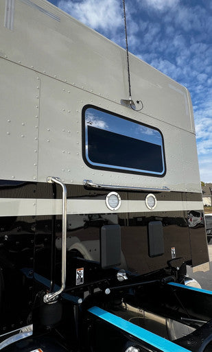 Iowa Customs Rear Window Trim - Fits Peterbilt 589 Day Cabs and Sleepers 18" x 35" IC180050
