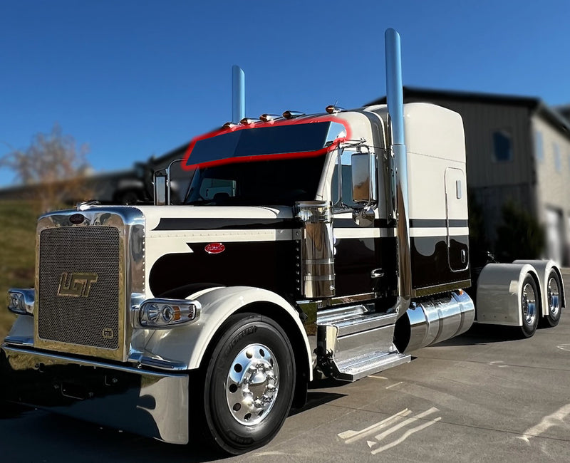 Iowa Customs Visors - Series 1 - Single Flair - Fits Peterbilt 589 Ultra Cab IC16340