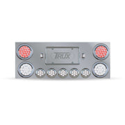 Trux Accessories Stainless Steel Rear Center Panel with 2 x 4" & 5 x 2 1/2" Dual Revolution, with 2 x 4" Red & 2 License Light LEDs