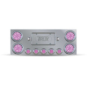 Trux Accessories Stainless Steel Rear Center Panel with 4 x 4", 5 x 2 1/2" Dual Revolution (Red/Purple) & 2 License Light LEDs