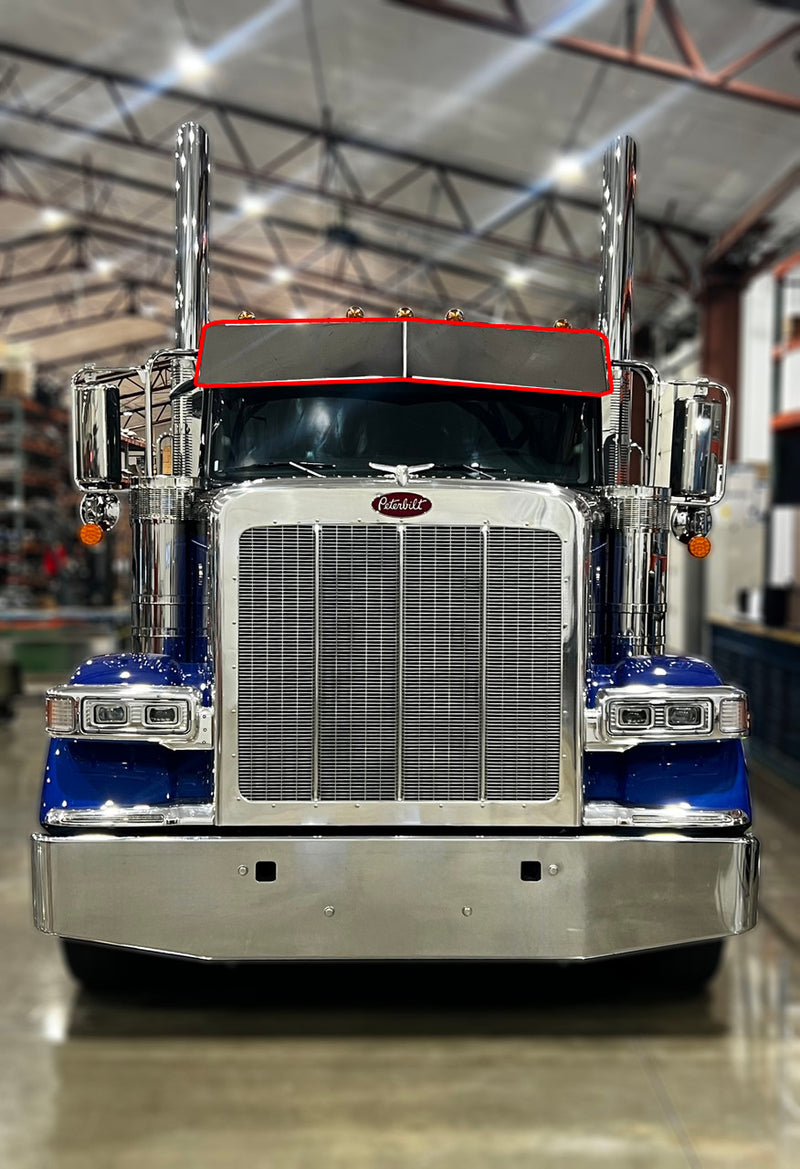Iowa Customs Visors - Series 2 - Full Wrap - Fits Peterbilt 589/567 Flat Top Cab & Kenworth W990 IC16306