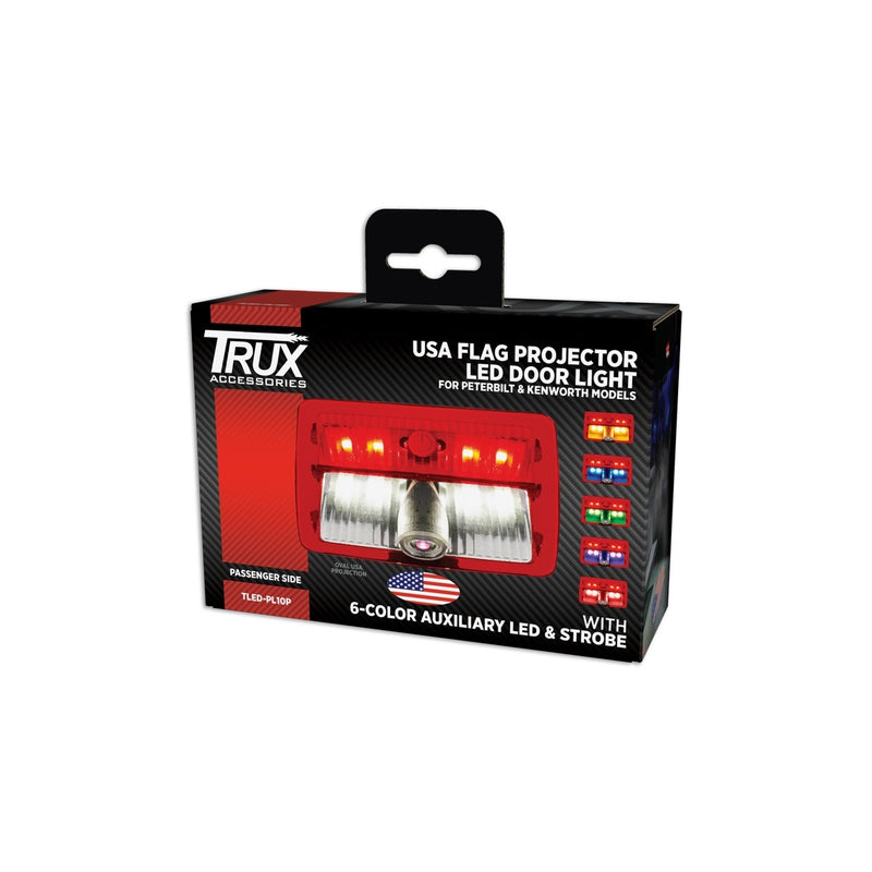 Trux Accessories LED Projector 6-color Interior Door Logo Light with Oval USA Flag Image - Passenger
