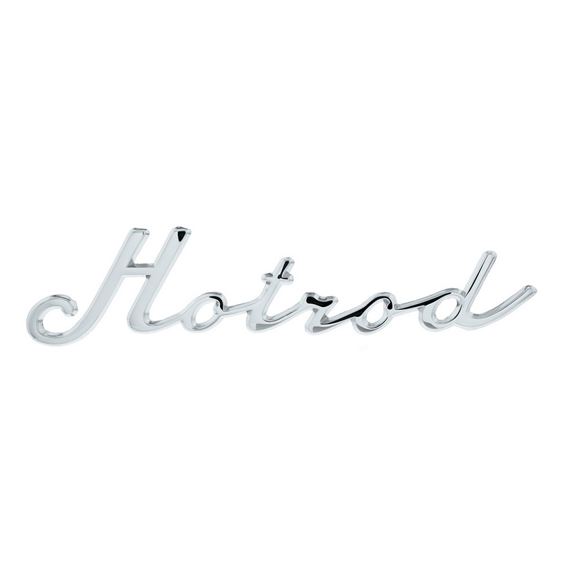 United Pacific Chrome Hotrod Script Emblem With Mounting Studs S1001