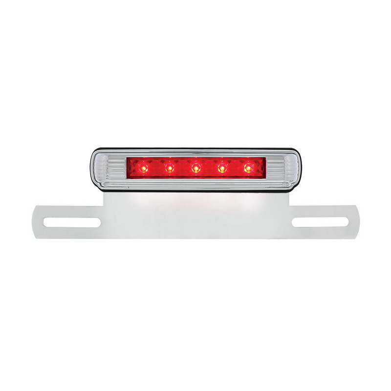 United Pacific Chrome License Plate Light & Bracket With Red LED 3rd Brake Light Red LED/Red Lens S2007LED