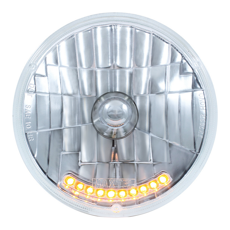United Pacific 7" Crystal Headlight With 10 Amber LED Position Lights S2010LED
