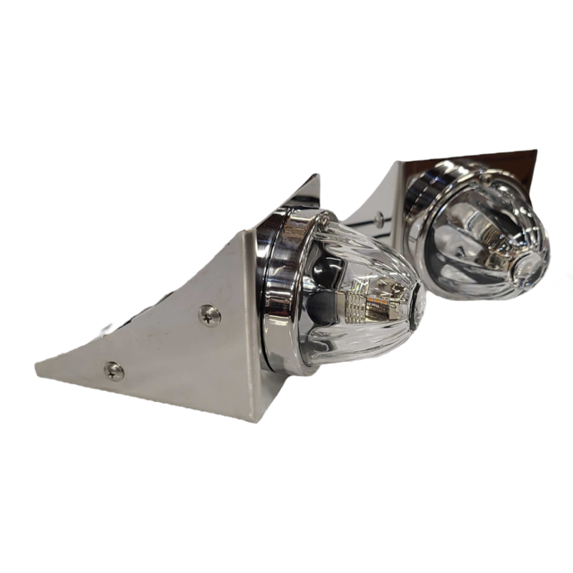 JML Kustoms Stainless Peterbilt Fuel Tank Bracket with (1) Watermelon Light (Pair)