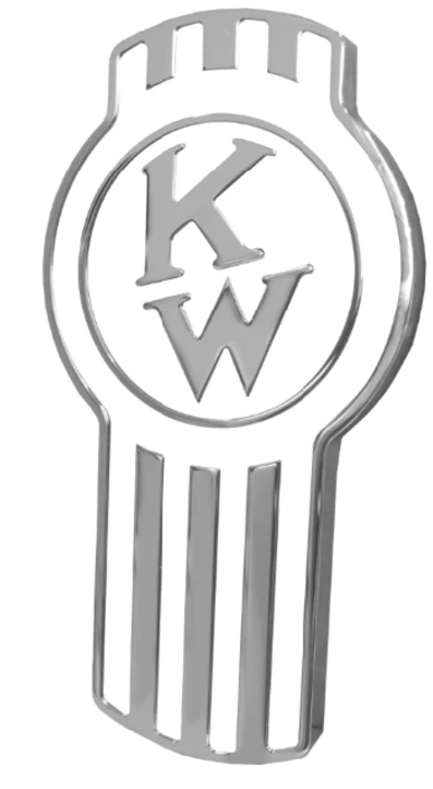 Custom Knobs Kenworth Engraved Old Style Hood Emblem  - White