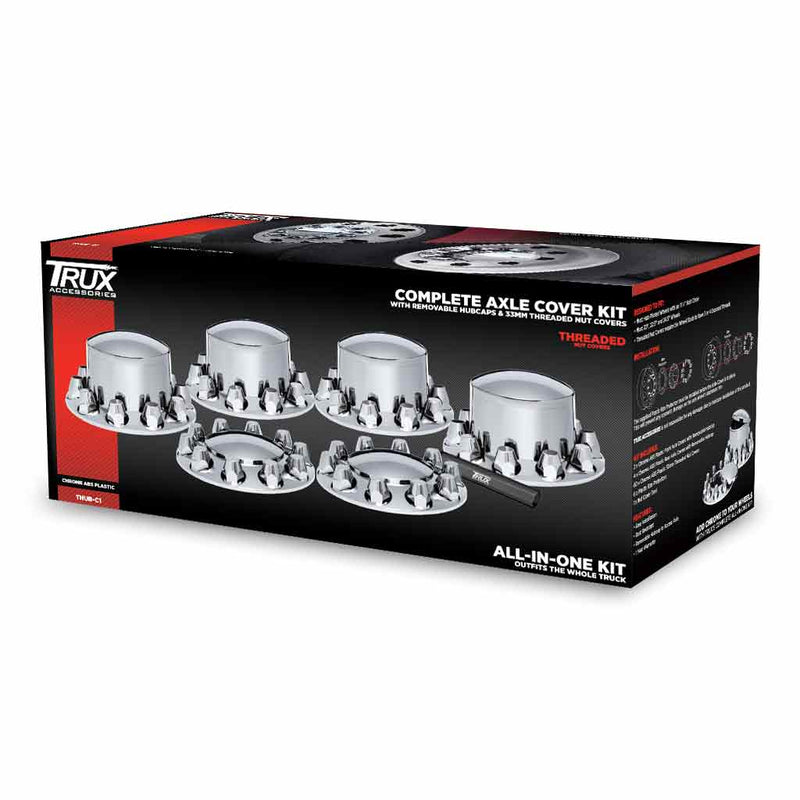TRUX Complete Chrome ABS Plastic Axle & Nut Cover Kit THUB-C1