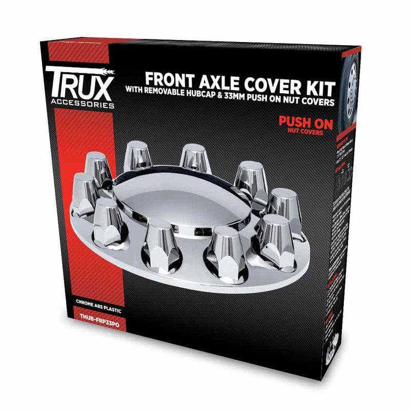 Wheel Accessories Axle Cover Chrome Plastic Front Hub Cover With 33mm Push-On Nut Covers THUB-FRP33PO