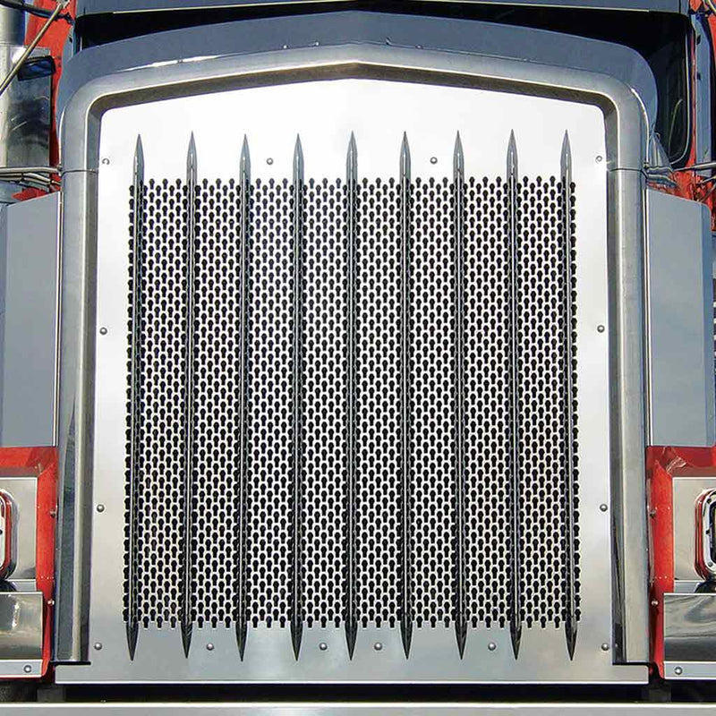 KW. W900L Extended Hood Punch Out Grille (All Years) – KW Logo Holes