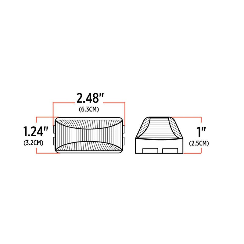 Trux Accessories 1" x 2" Amber Rectangular LED Marker Light - (6 Diodes)
