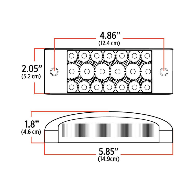 Trux Accessories 2" x 6" Red Marker Rectangular LED Light - (10 Diodes)