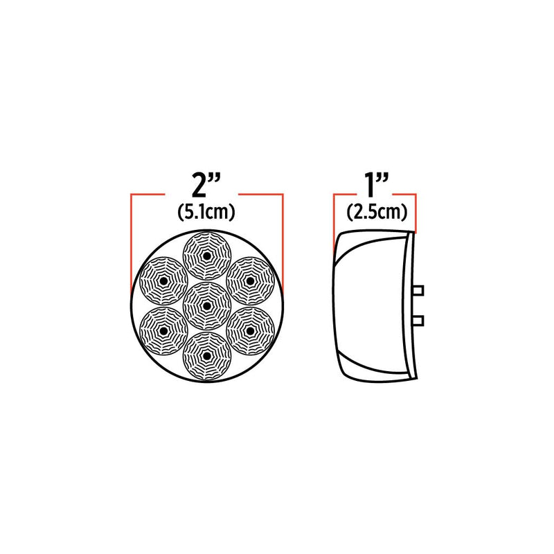 Trux Accessories 2" Clear Red Marker Light (7 Diodes)