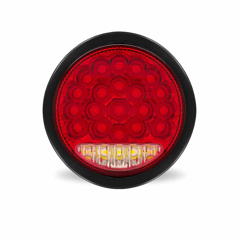 Trux Accessories 4" Round Red Stop, Turn & Tail to White Back-Up to Amber Strobe LED Light - 36 Flash Patterns TLED-450R