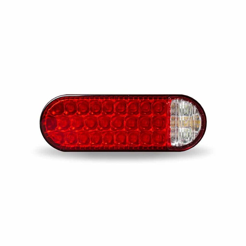 Trux Accessories 6" Oval Red Stop, Turn & Tail to White Back-Up to Amber Strobe LED Light - 36 Flash Patterns TLED-650RW