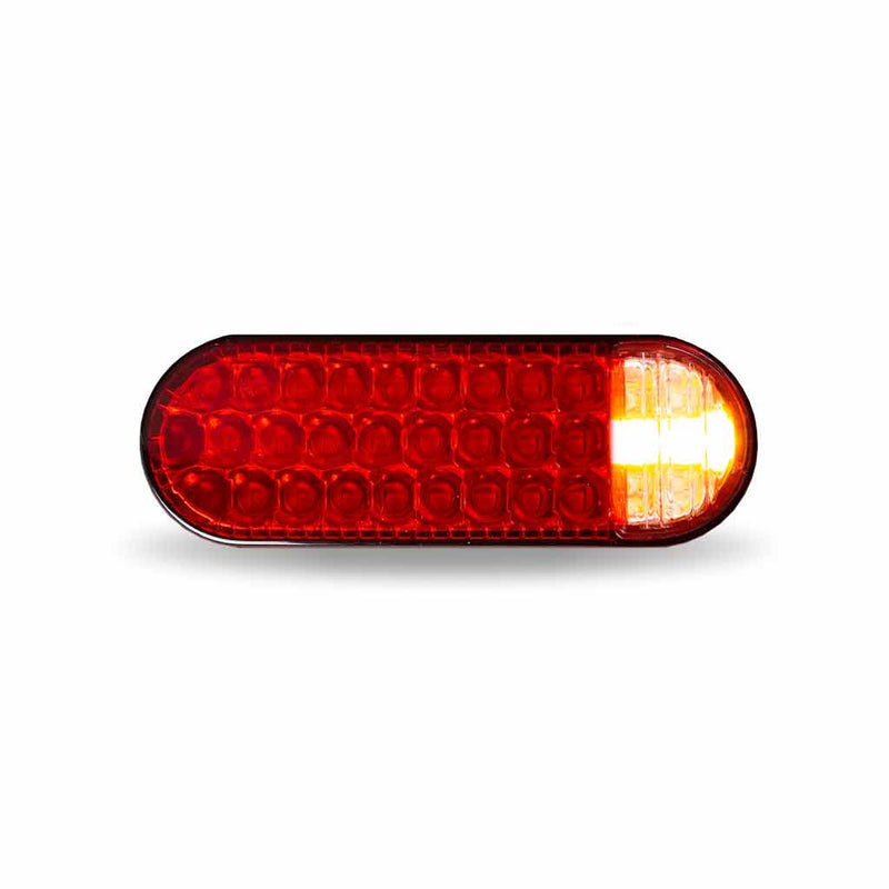 Trux Accessories 6" Oval Red Stop, Turn & Tail to White Back-Up to Amber Strobe LED Light - 36 Flash Patterns TLED-650RW
