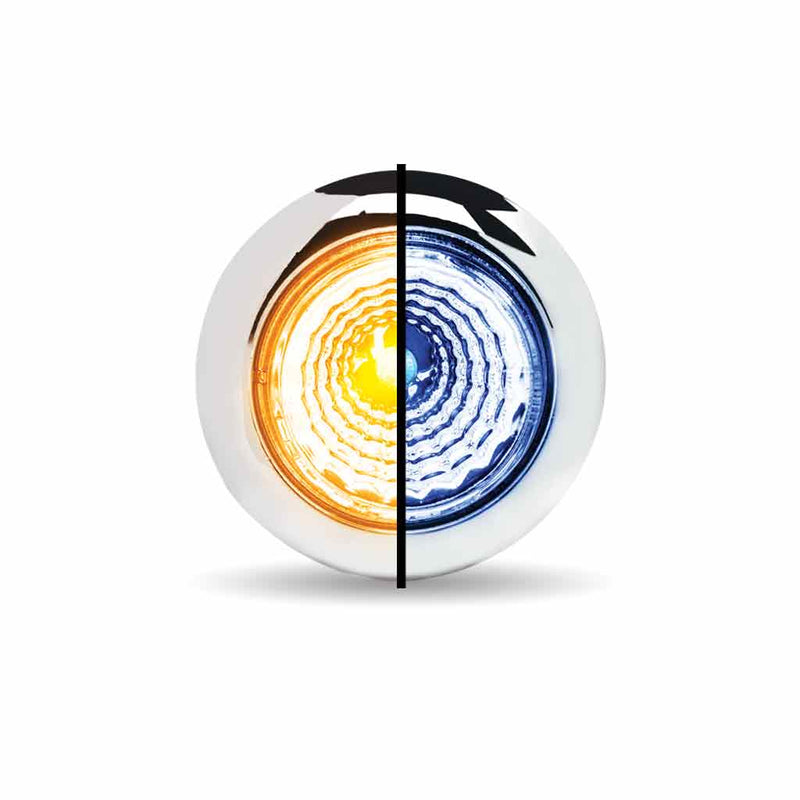 TRUX Mini Button Dual Revolution Amber/Blue LED with Reflector & Silicone Locking Ring (1 Diode) TLED-BX1AB