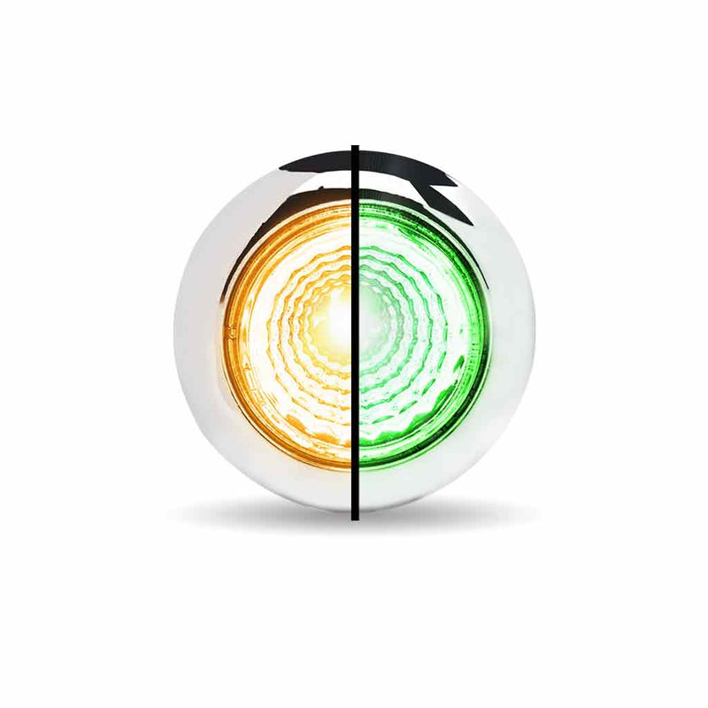 Trux Accessories Mini Button Dual Revolution Amber/Green LED with Reflector & Silicone Locking Ring (1 Diode) TLED-BX1AG