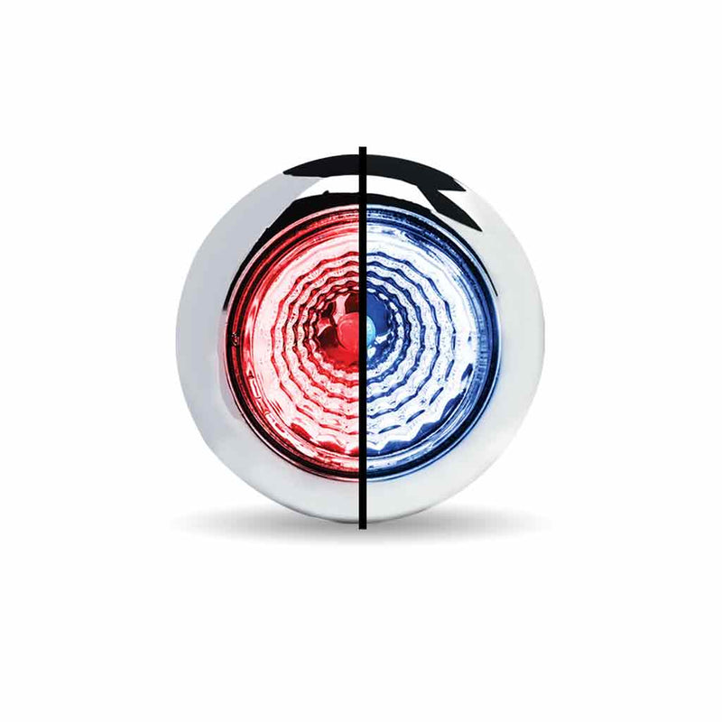 TRUX Mini Button Dual Revolution Red/Blue LED with Reflector & Silicone Locking Ring (1 Diode) TLED-BX1RB