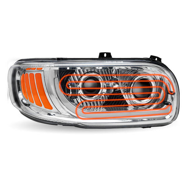 Trux Accessories Peterbilt Heated LED Projector Headlight Assembly - Chrome (Passenger Side)