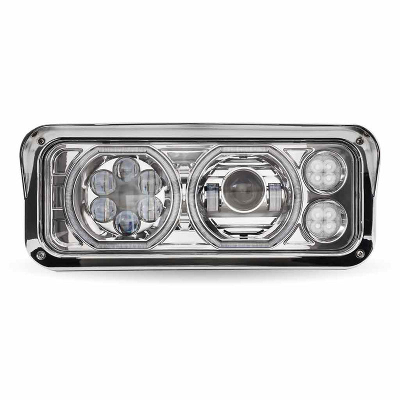 Trux Accessories Rectangular Halo LED Projector Headlight Assembly Chrome (Driver Side) TLED-H120