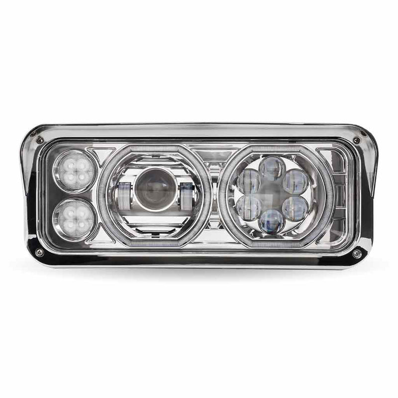 Trux Accessories Rectangular Halo LED Projector Headlight Assembly Chrome (Passenger Side) TLED-H121