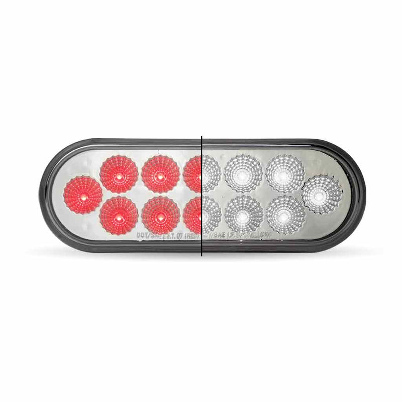 TRUX Oval Dual Red/White Stop, Turn & Tail LED (12 Diodes) TLED-OX60R