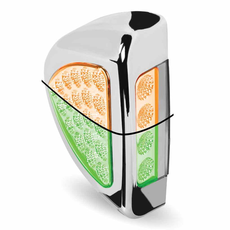 Peterbilt Side Headlight Triangle Dual Revolution Amber/Green LED (24 Diodes) TLED-PSHXG