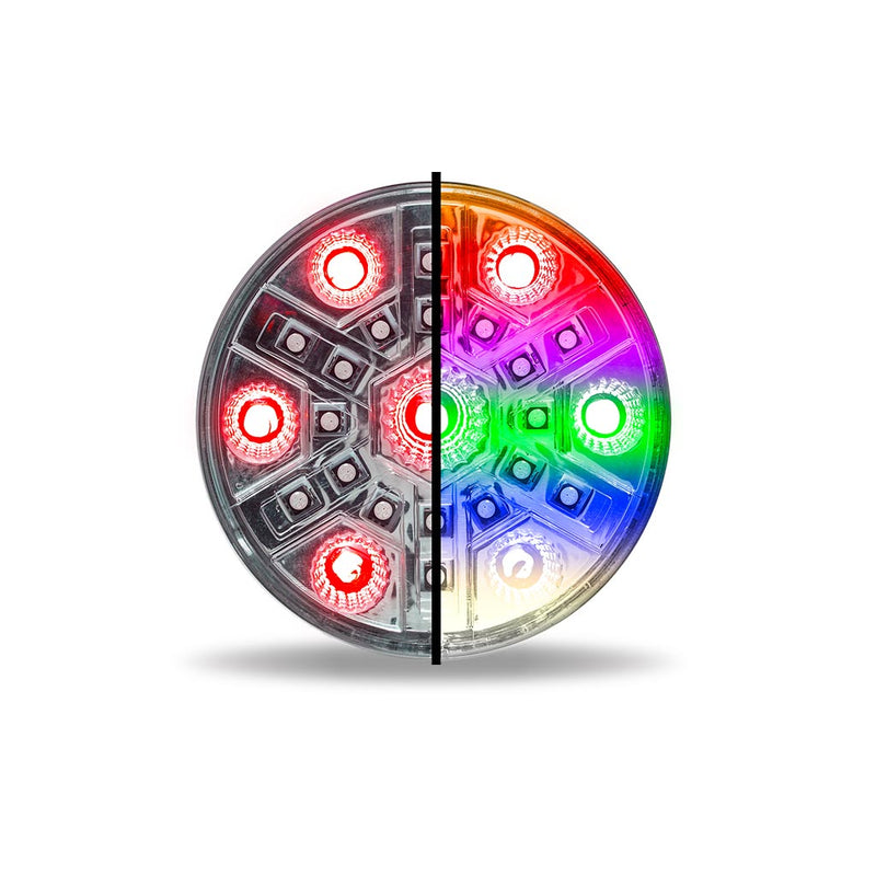 Trux Accessories 4" Red Stop, Turn & Tail with RGB Auxiliary Round LED Light - 24 Diodes TLED-RGB4R