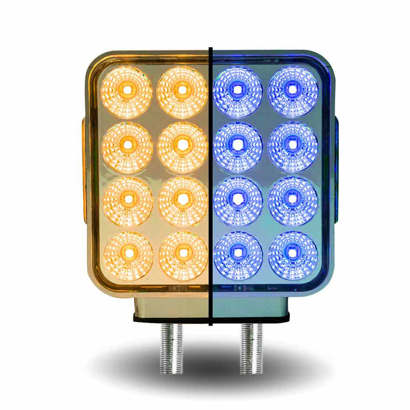Trux Accessories Dual Revolution Double Face Double Post Square LED (Amber/Red/Blue) (44 Diodes) TLED-SDXB