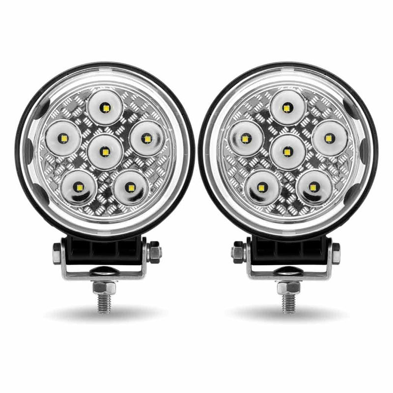 Trux Accessories Next Generation Universal White Round Work Light with Side Diodes (9 Diodes) 4300 Lumens (Pair) TLED-U102