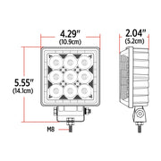 Trux Accessories Square Work Light with 360 Degree Side Diodes and Amber Strobe