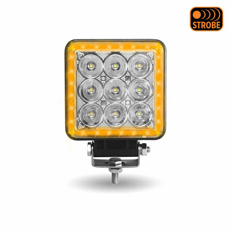 Trux Accessories Square Work Light with 360 Degree Side Diodes and Amber Strobe