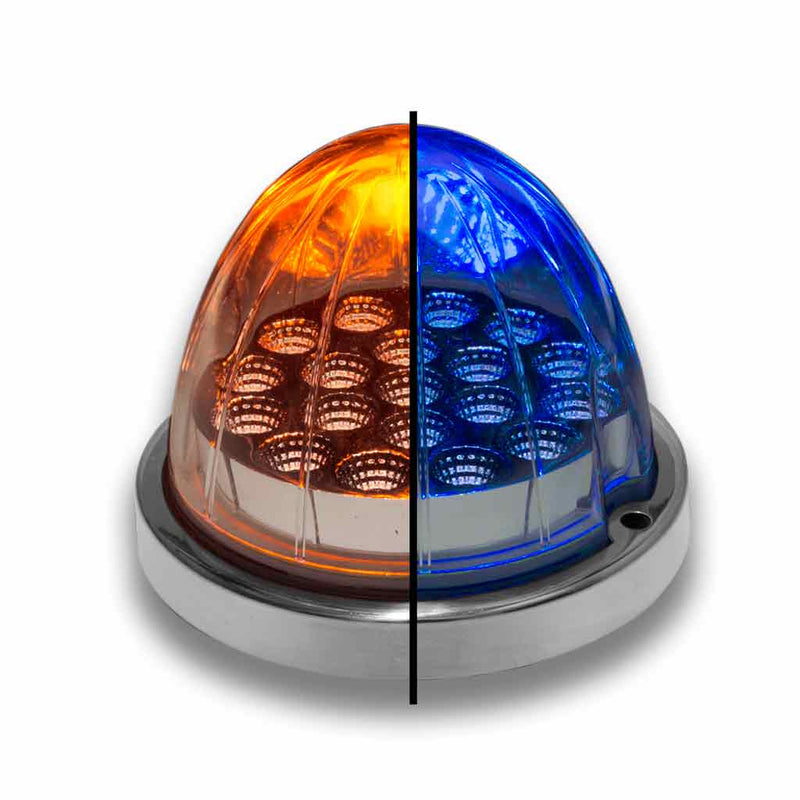 TRUX Dual Revolution Amber/Blue Clearance and Marker Watermelon LED with Reflector Cup & Lock Ring (19 Diodes) TLED-WXAB