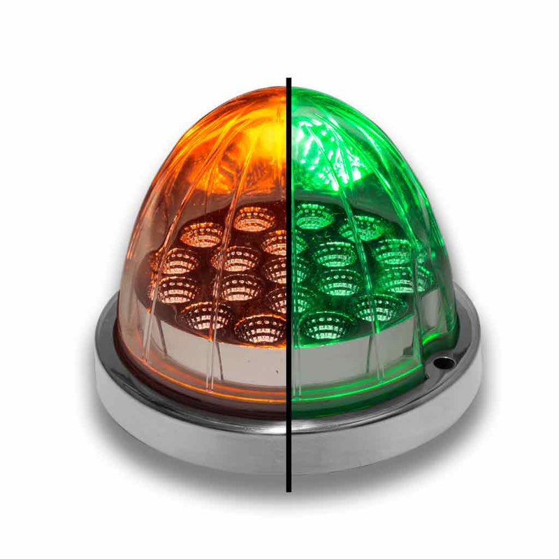 TRUX Flush Mount Dual Revolution Clearance and Marker Watermelon Light Amber/Green 19 Diodes TLED-WXAG