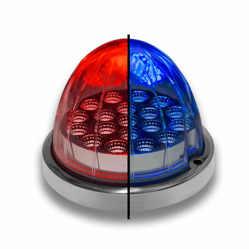 TRUX Dual Revolution Red/Blue Clearance and Marker Watermelon LED with Reflector Cup & Lock Ring (19 Diodes) TLED-WXRB