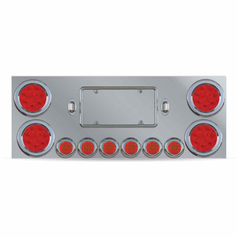 TRUX Stainless Steel Rear Center Panel with 4 x 4, 6 x 2" & 2 License Light Holes" TU-9001L