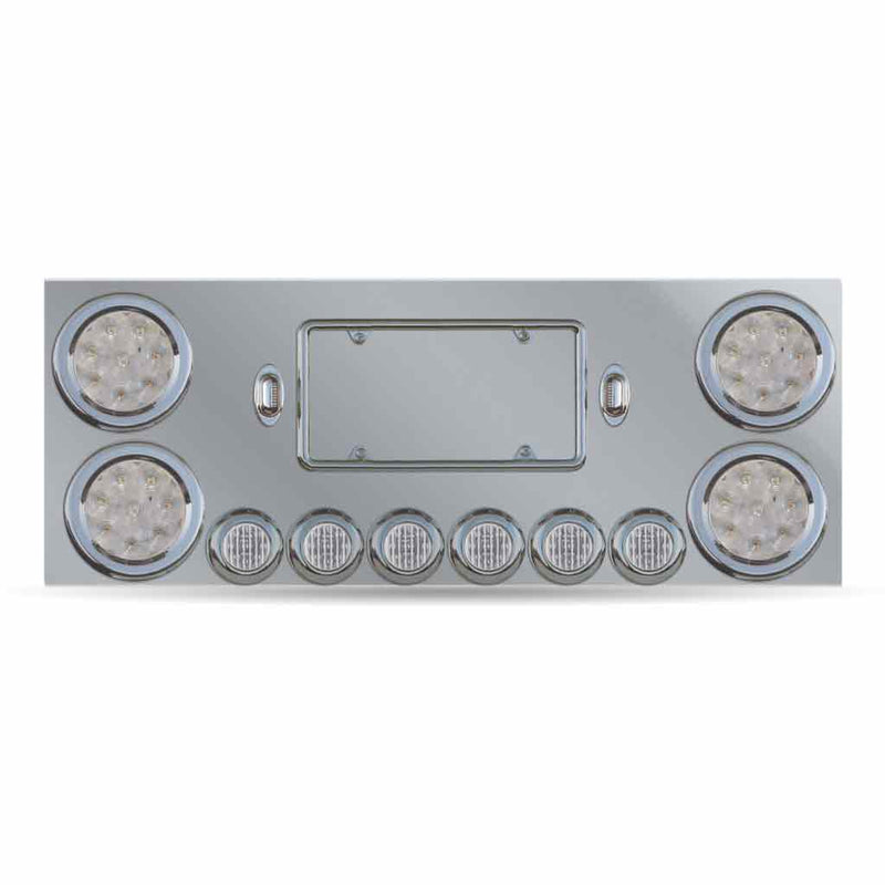 TRUX Rear Center Panel w/ 4x4" & 6x2" Clear LEDs & 2 License LEDs TU-9001LC
