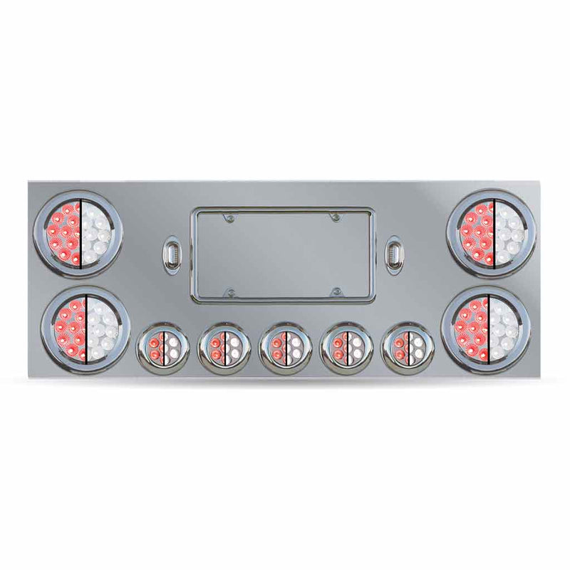 Trux Accessories Stainless Steel Rear Center Panel with 4 x 4", 5 x 2 1/2" Dual Revolution & 2 License Light LEDs TU-9002L3
