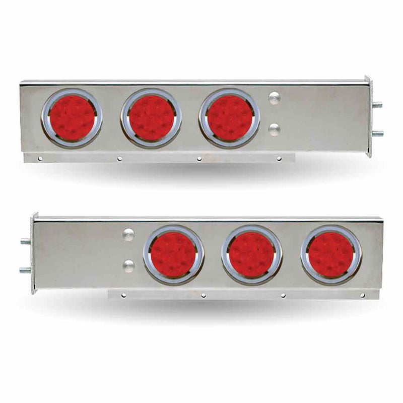 TRUX LED Mud Flap Hanger with Red Lens Flat Top & 6 x 4" LEDs 2 1/2" Bolt Spacing- TU-9210L1