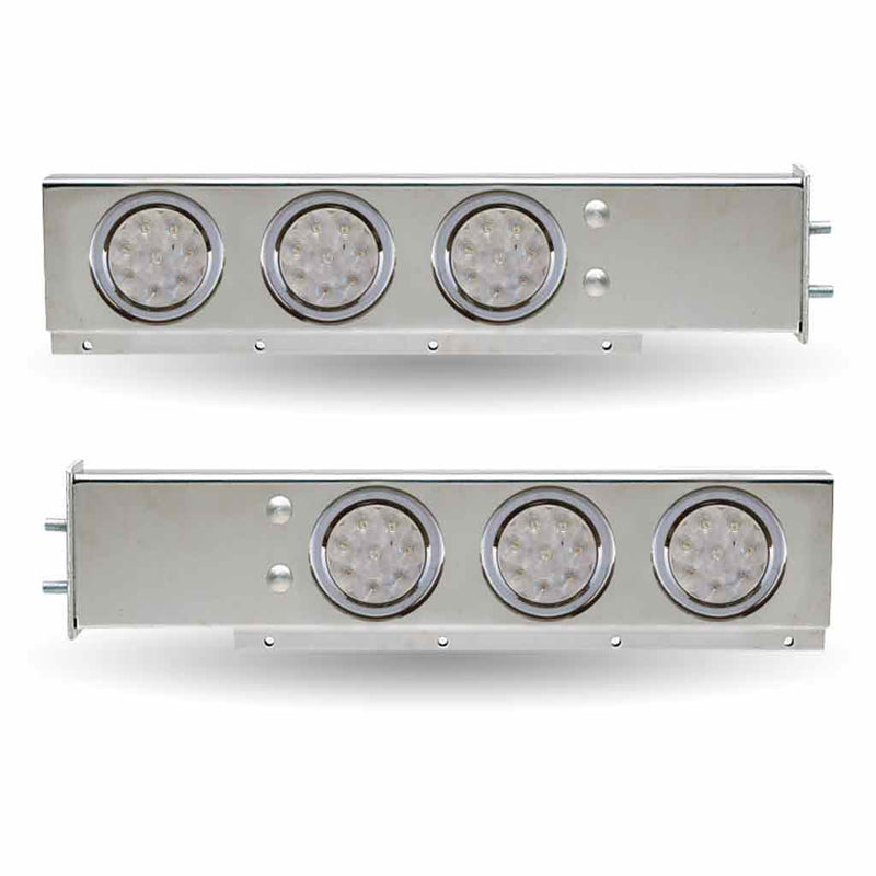 Trux Accessories Mud Flap Hanger with Flat Top & 6 x 4" Clear LEDs 2 1/2" Bolt Spacing TU-9210LC