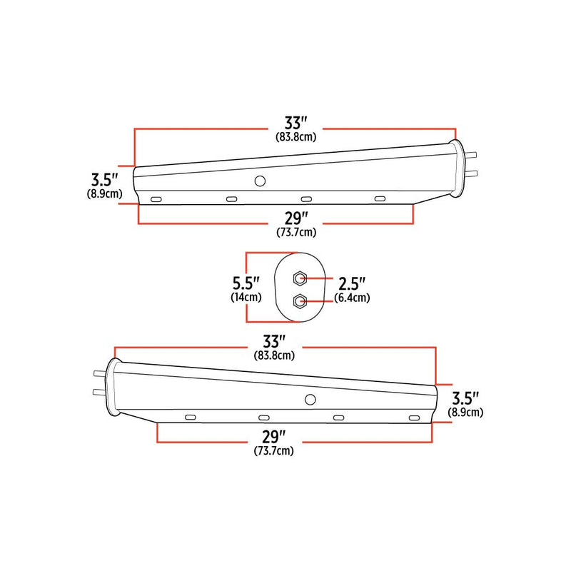 Trux Accessories Stainless Steel 33" Mudflap Hanger 2 1/2" Bolt Spacing TU-9259