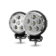 Trux Accessories Next Generation Universal White Round Work Light with Side Diodes (9 Diodes) - 4300 Lumens (Pair)