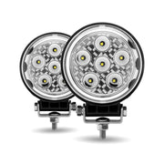 Trux Accessories Next Generation Universal White Round Work Light with Side Diodes (9 Diodes) - 4300 Lumens (Pair)