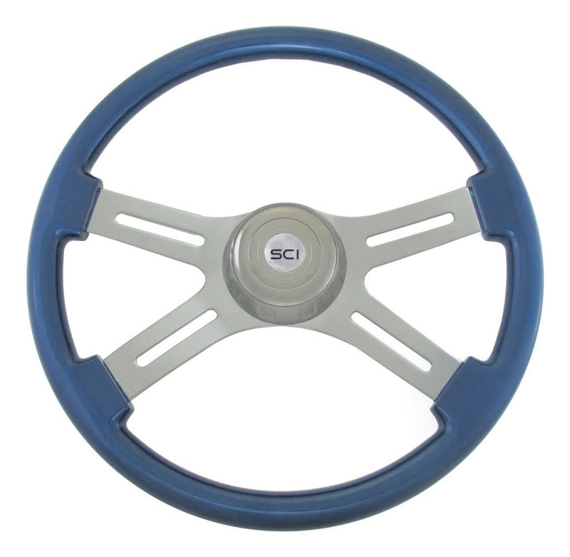 Steering Creations Blue Painted 18" 4 Spoke Steering Wheel