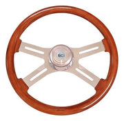 Steering Creations Classic Mahogany 18" 4 Chrome Spoke Wood Steering