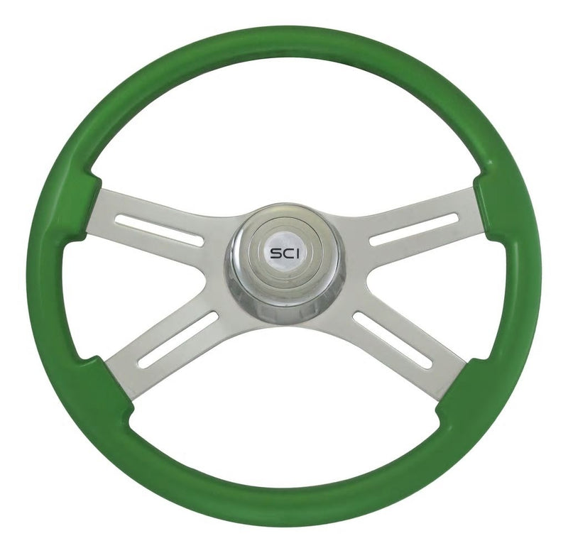 Steering Creations Green Painted 18" 4 Spoke Steering Wheel