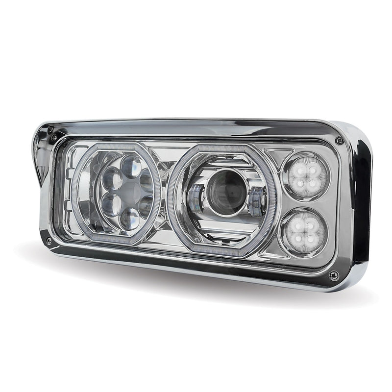 Trux Accessories Rectangular Halo LED Projector Headlight Assembly - Chrome (Driver Side)