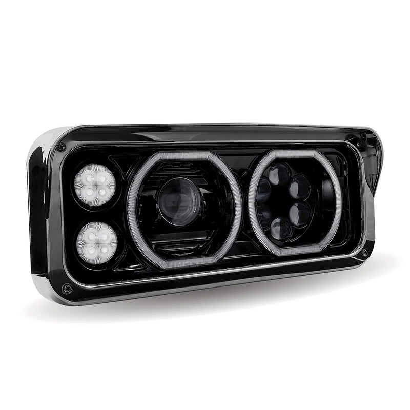 Trux Accessories Rectangular Halo LED Projector Headlight Assembly - Black (Passenger Side)
